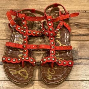Sam Edelman burnt Orange gold studded gladiators SZ 7.5